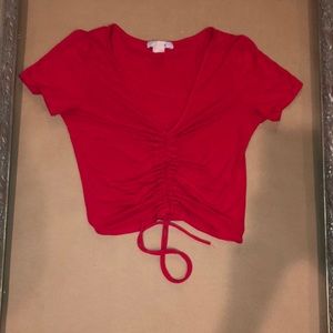 Red middle drawstring shirt